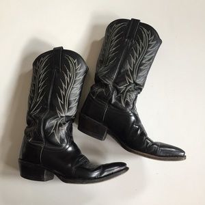 NOCONA Vintage Black Leather Cowboy Boots Size 7